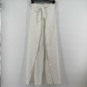 Peixoto Women Joan White Crinkle Wide Leg Wrap Pants Beach Cover Up Tie Waist XS